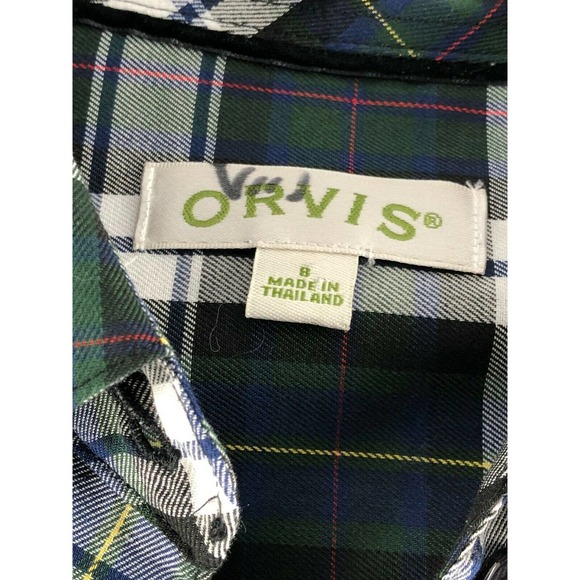 Orvis Dark Green Plaid Button Down Shirt Size 8 - Picture 4 of 7